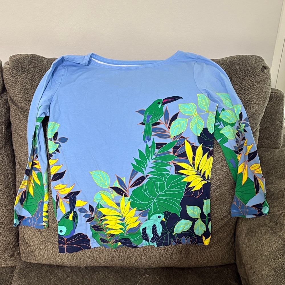 Talbots Blue and White Cotton Tee